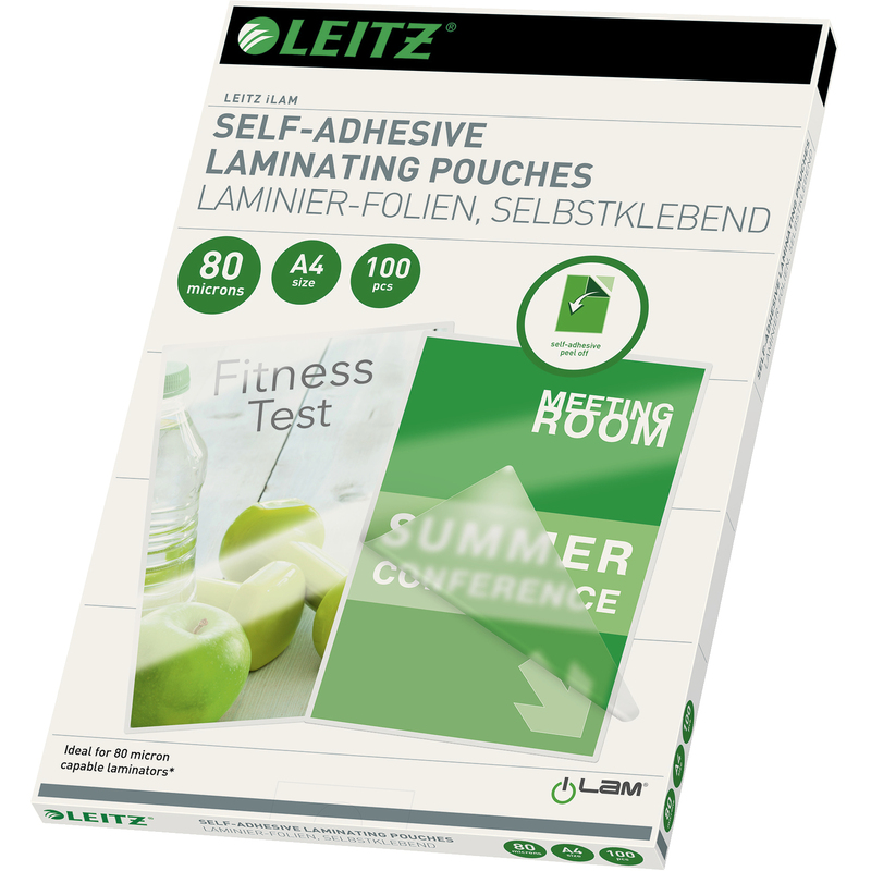 Leitz Laminierfolien iLAM, selbstklebend, A4, 80 mic, glanz