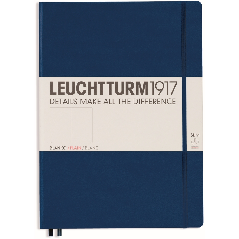 Leuchtturm1917 carnet de notes master slim, 225 x 315 mm, neutre, bleu marine - 4004117393983_01_ow