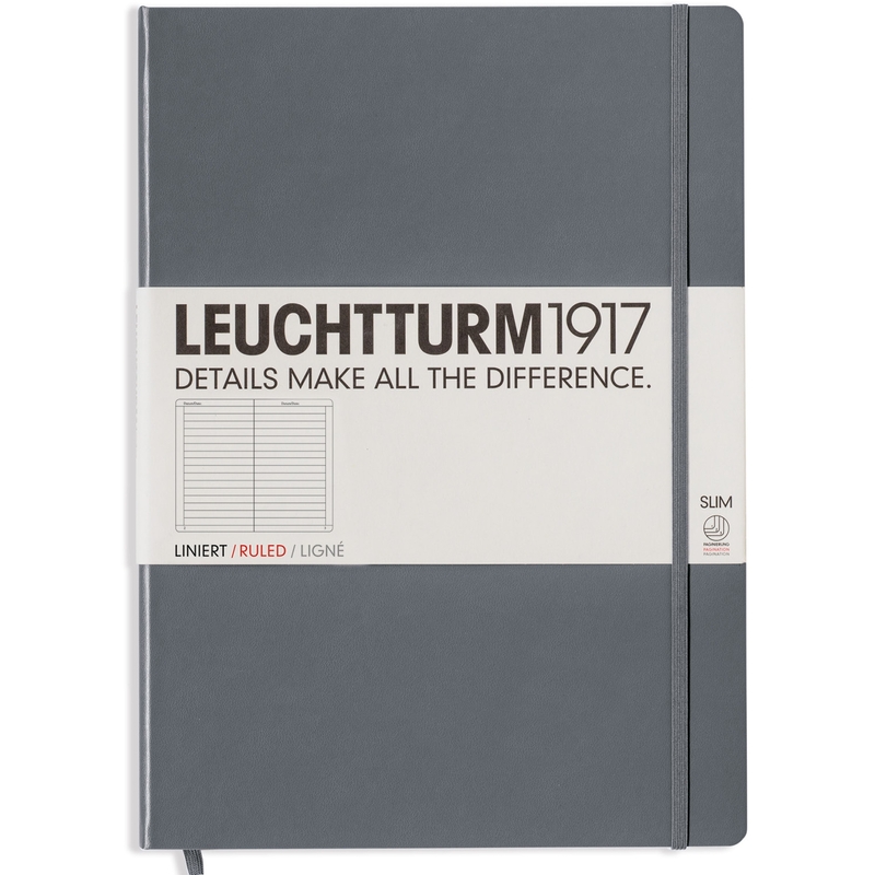 Leuchtturm1917 carnet de notes master slim, 225 x 315 mm, ligné, anthracite - 4004117424984_01_ow
