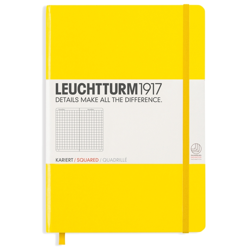 Leuchtturm1917 carnet de notes medium, 145 x 210 mm, quadrillé 5 mm, jaune - 4004117424861_01_ow