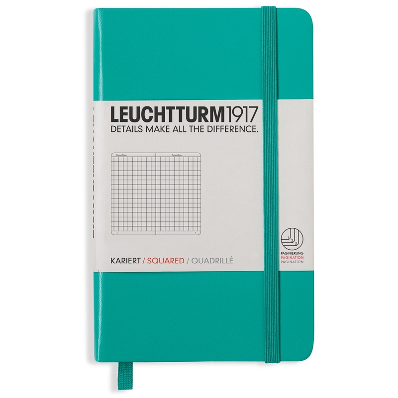 Leuchtturm1917 Notizbuch Pocket, smaragd, 90 x 150 mm, kariert 5 mm, smaragd - 4004117424748_01_ow