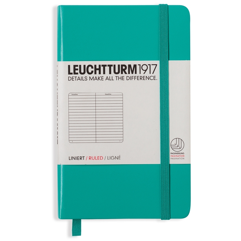 Leuchtturm1917 Notizbuch Pocket, smaragd, 90 x 150 mm, liniert, smaragd - 4004117424731_01_ow