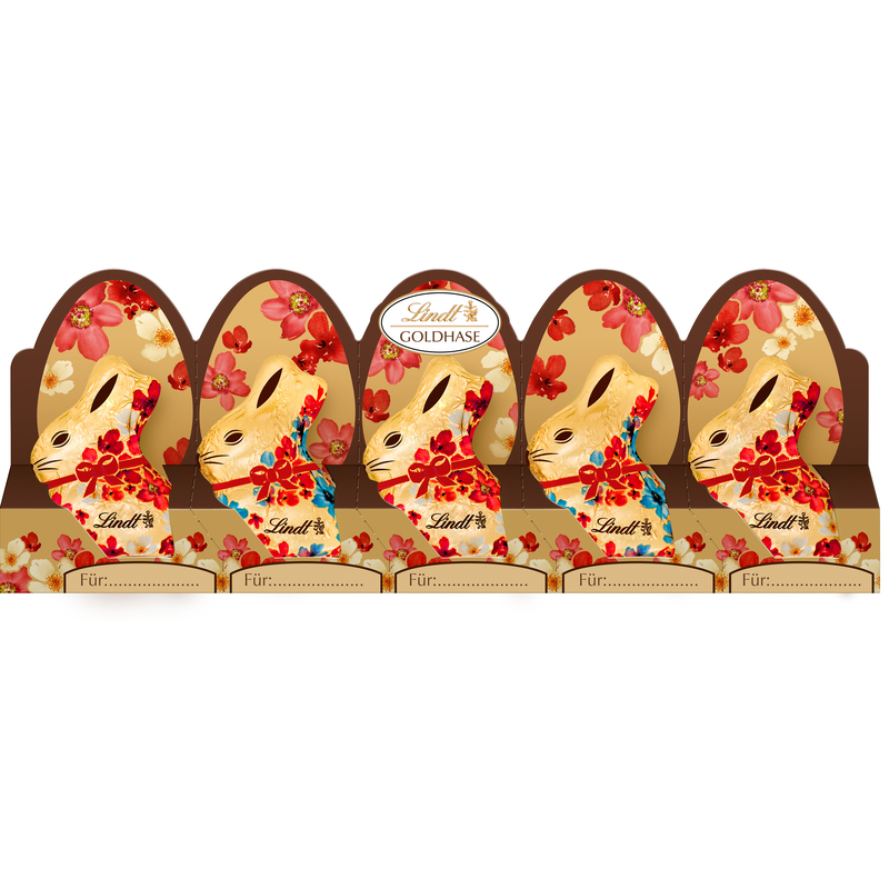 Lindt Goldhase Flower Edition Milch, Mini, 10 g, 5 Stück - 4000539604928_01_ow
