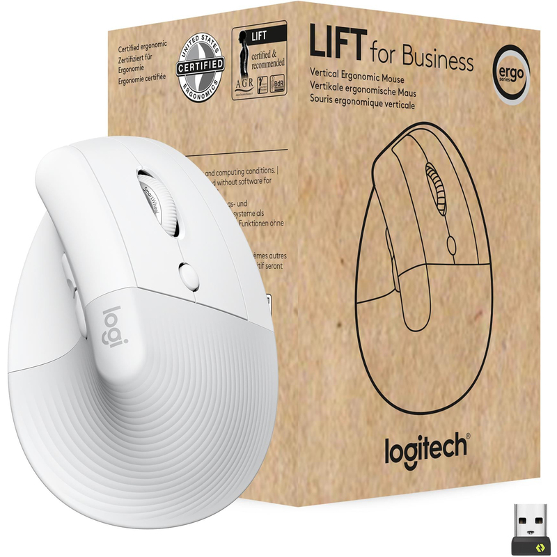 Logitech Lift for Business souris bluetooth, à droite, blanc 