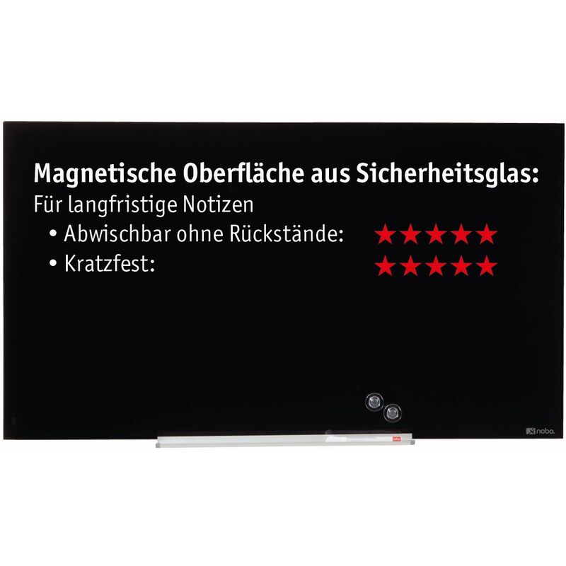Nobo Glas-Magnettafel Impression Pro, schwarz, 126.4 x 71.1 cm 