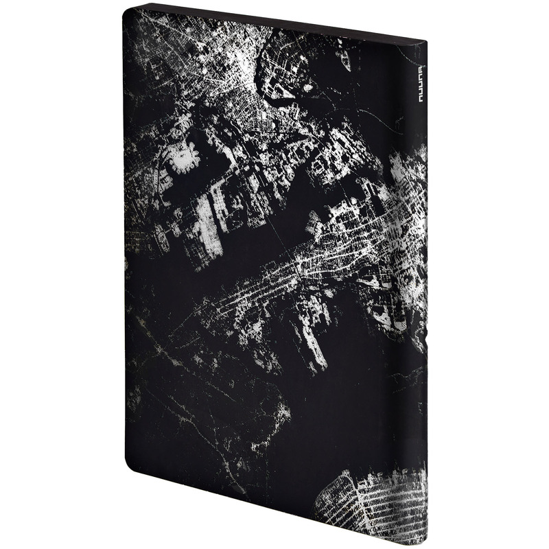 nuuna Graphic L Light Notizbuch, Nightflight over NYC, Leder, 165 x 220 mm, gepunktet, schwarz/weiss - 4260358553634_02_ow