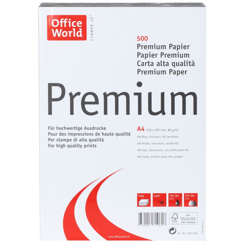 Office World Premium Papier, A4, 80 g/m² - 7630006743408_03_ow