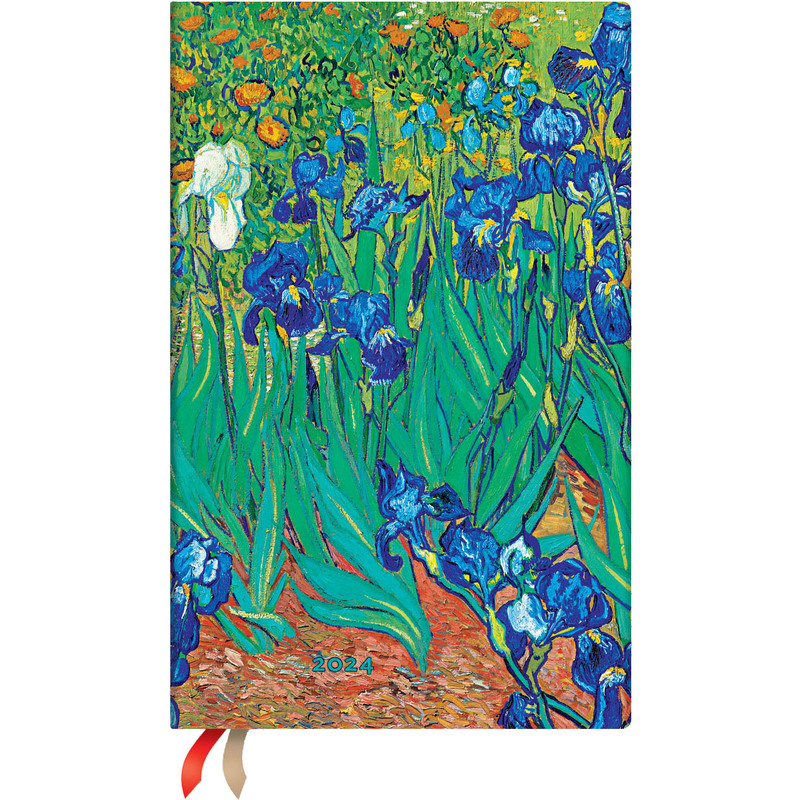 Paperblanks agenda 2024 maxi, Iris de Van Gogh, français, 1 semaine / 2  pages 