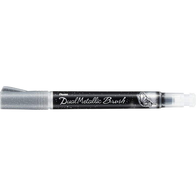 Pentel stylo à pinceau Dual Metallic Brush, argenté - 4902506377340_02_ow