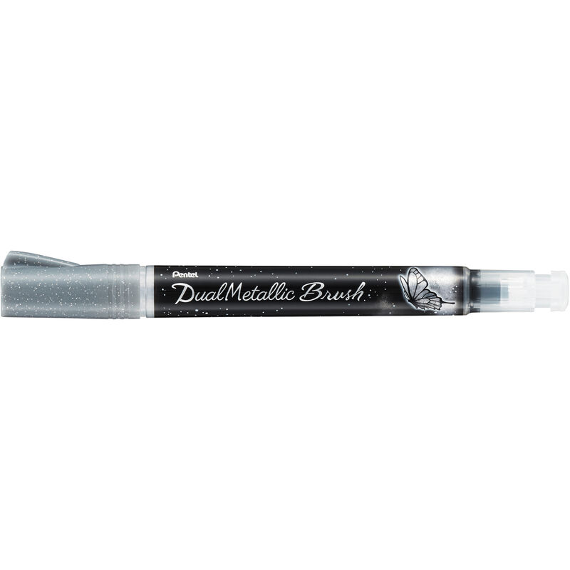 Pentel stylo à pinceau Dual Metallic Brush, argenté - 884851056658_02_ow