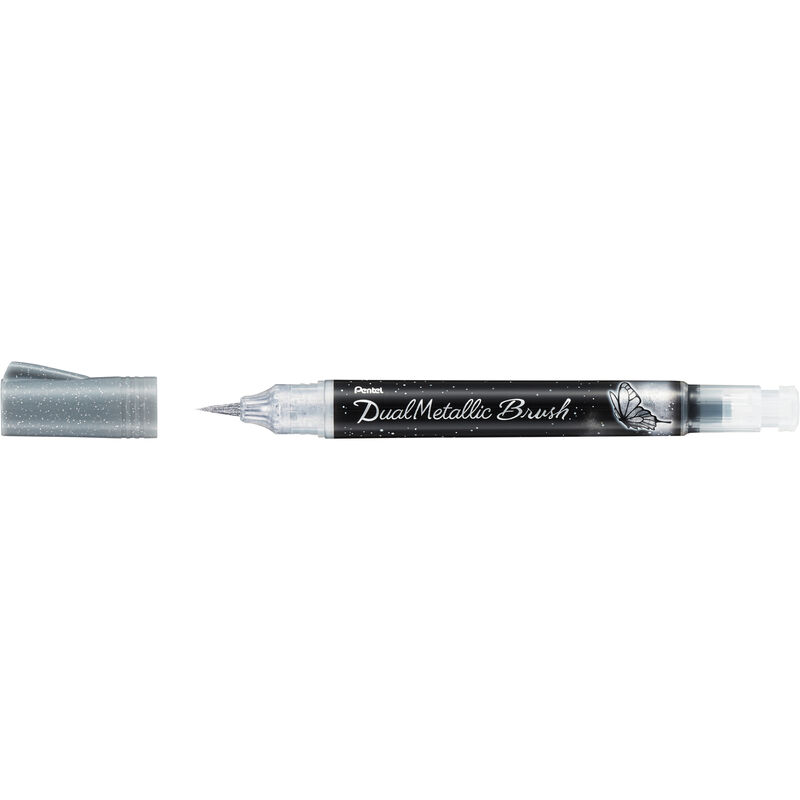 Pentel stylo à pinceau Dual Metallic Brush, argenté - 884851056658_01_ow