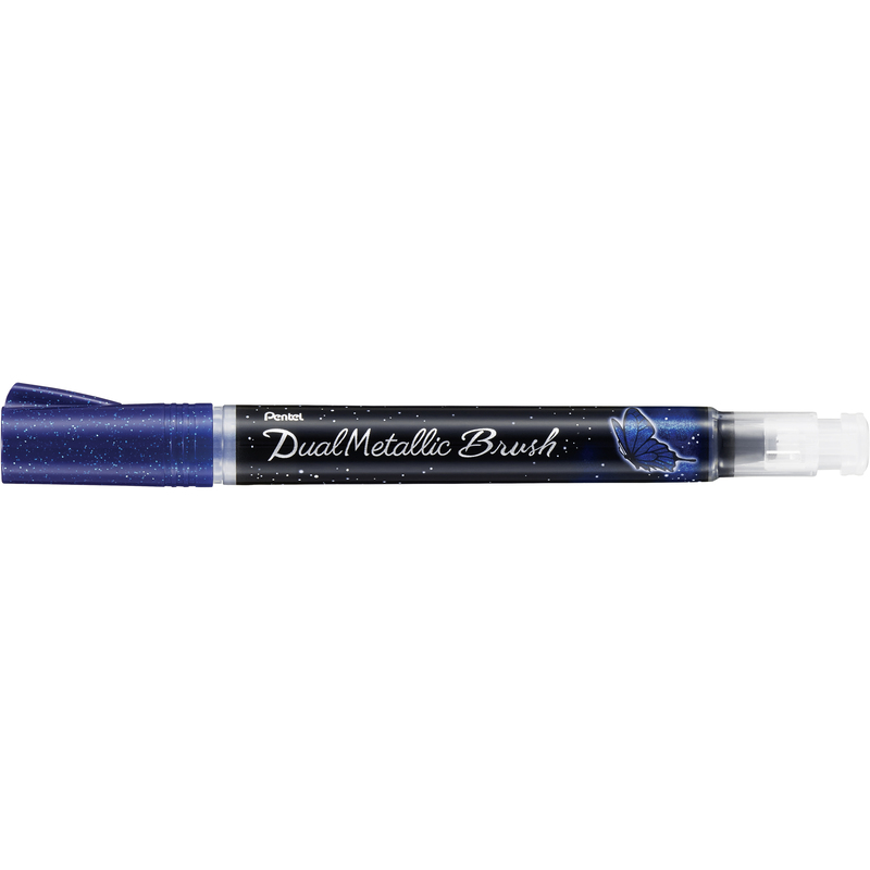 Pentel stylo à pinceau Dual Metallic Brush, bleu - 4902506377289_02_ow