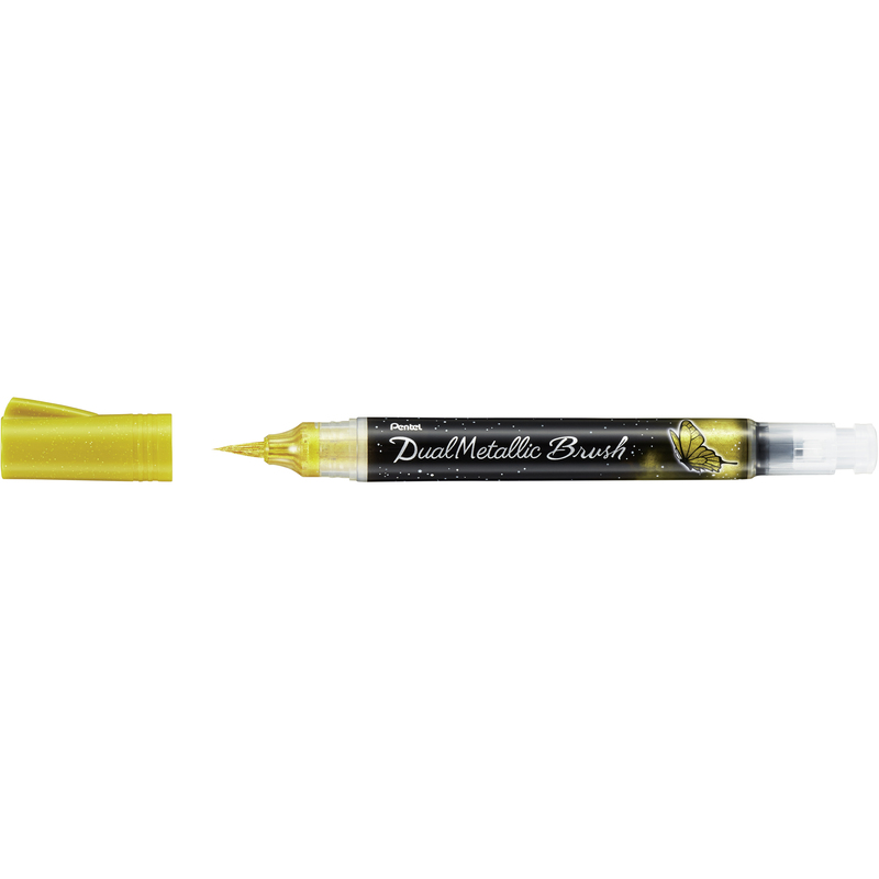 Pentel stylo à pinceau Dual Metallic Brush, doré - 4902506377333_01_ow