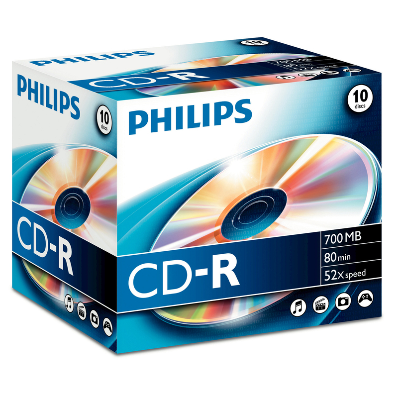 Philips CD-R, 0.7 GB, Jewel Case, 10 pièces - 8710895778183_01_ow