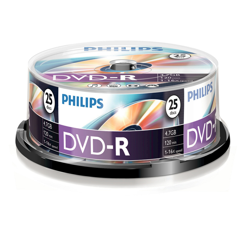 Philips DVD-R, 4.7 GB, Spindel, 25 pièces - 8710895922555_01_ow