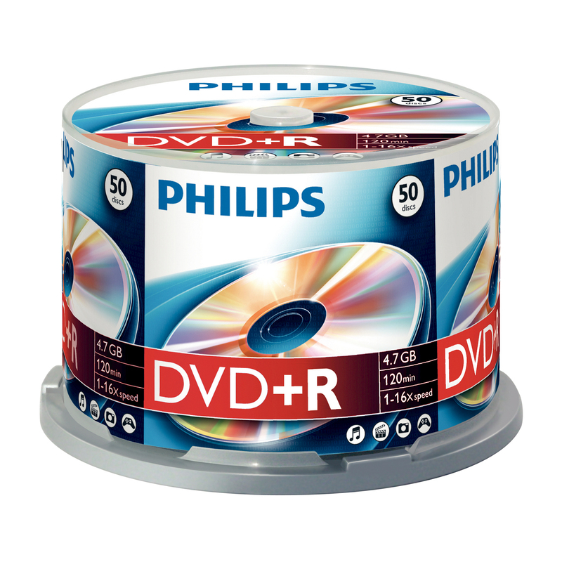 Philips DVD+R, 4.7 GB, Spindel, 50 pièces - 8710895922333_01_ow