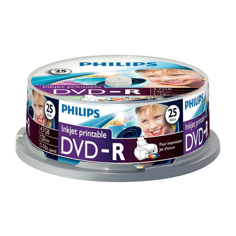 Philips DVD-R, bedruckbar, 4.7 GB, Spindel, 25 Stück - 8710895924306_01_ow
