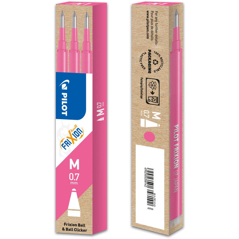 Pilot mines pour stylo roller FriXion Ball, 3 pièces, 0.7 mm, rose - 4902505358142_01_ow