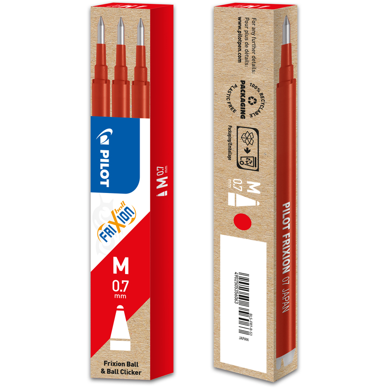 Pilot mines pour stylo roller FriXion Ball, 3 pièces, 0.7 mm, rouge - 4902505356063_01_ow