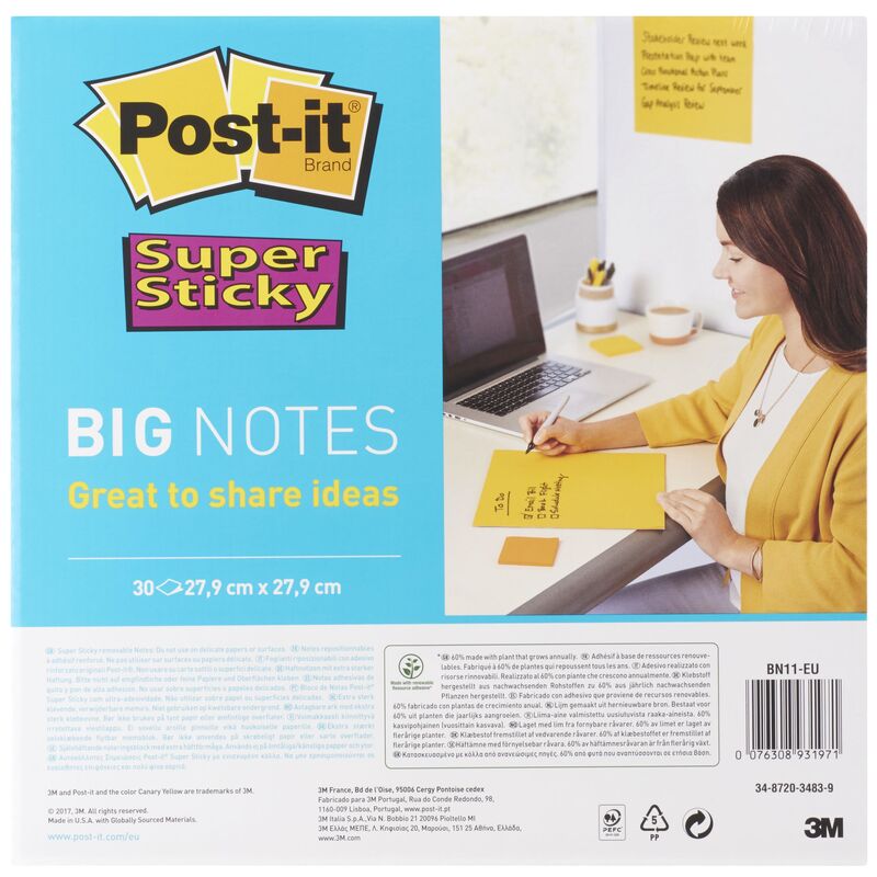 Post-it Haftnotizen Super Sticky Big Notes, 279 x 279 mm, 1 x 30 Blatt - 76308931971_01_ow