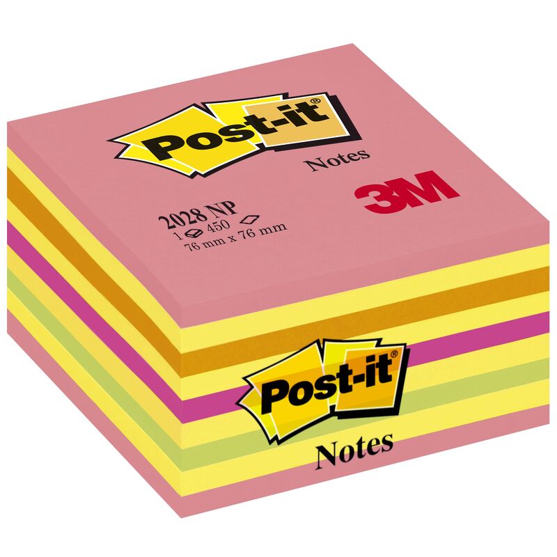 Cube Notes Adhésives Post-It Multicolores, 450 Feuilles en Tons