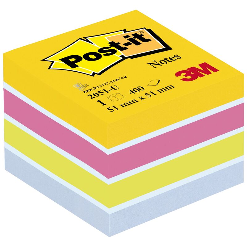 Post-it notes adhésives cube Mini, 51 x 51 mm, 400 feuilles 
