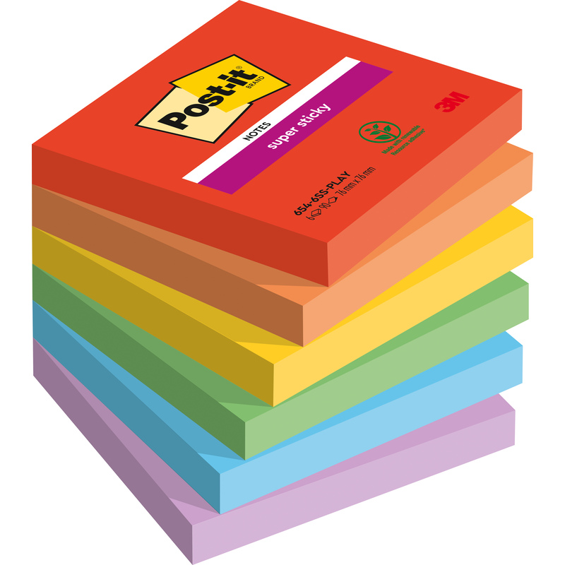 Post-it notes adhésives Super Sticky Bora Bora, 76 x 76 mm, 6 x 90 feuilles - 51141968834_01_ow