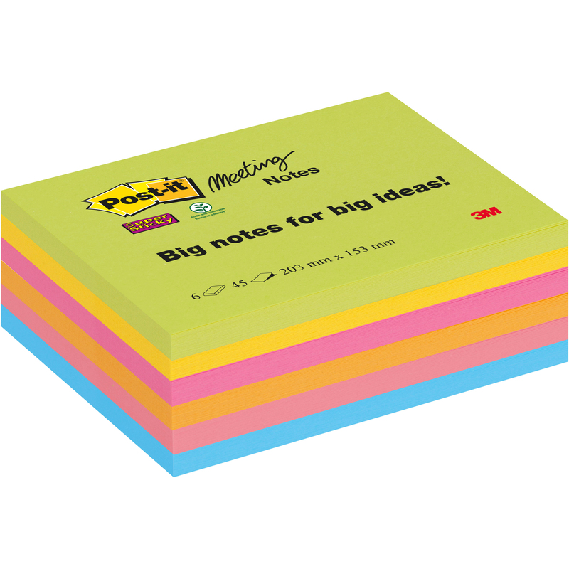 Post-it notes adhésives Super Sticky Meeting, 203 x 152 mm, 6 x 45 feuilles - 4054596856677_01_ow