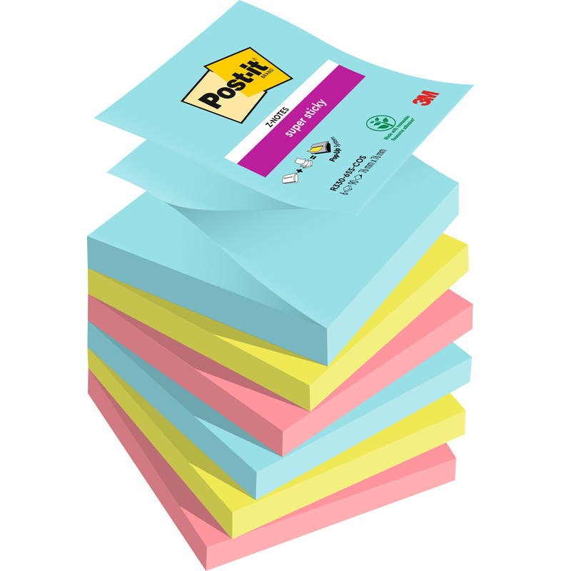 Post-it notes adhésives Super Sticky Z-Notes Cosmic, 76 x 76 mm, 6 x 90 feuilles - iba0076308871680_01