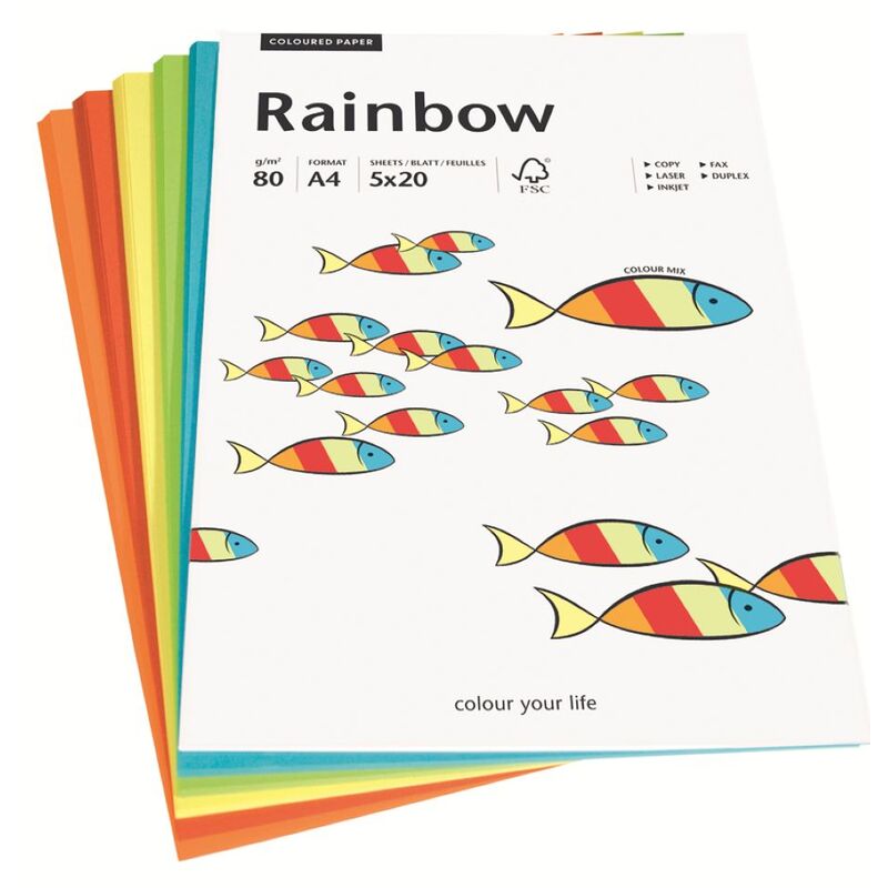 Rainbow Color Papier farbig, intensiv, A4, 80 g/m2, assortiert - 7318761042058_01_ow