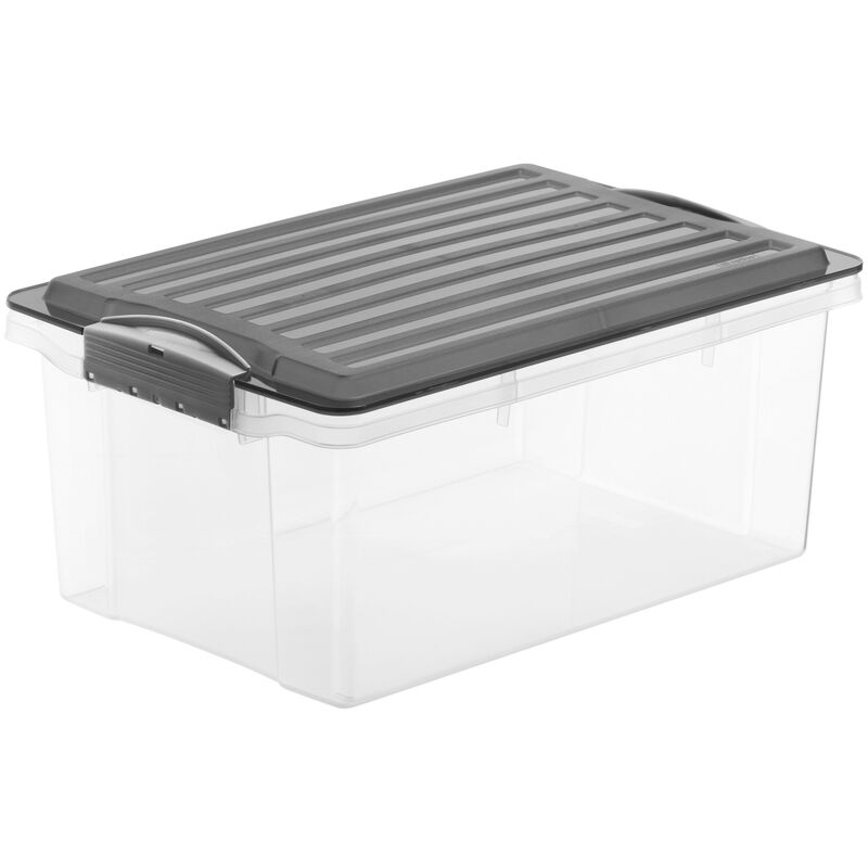 Rotho Stapelbox Compact, 13 l, anthrazit/transparent - 7610859153739_01_ow