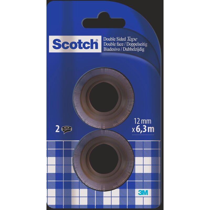 Scotch ruban adhésif double face, 2 pièces, 12 mm x 6.3 m 