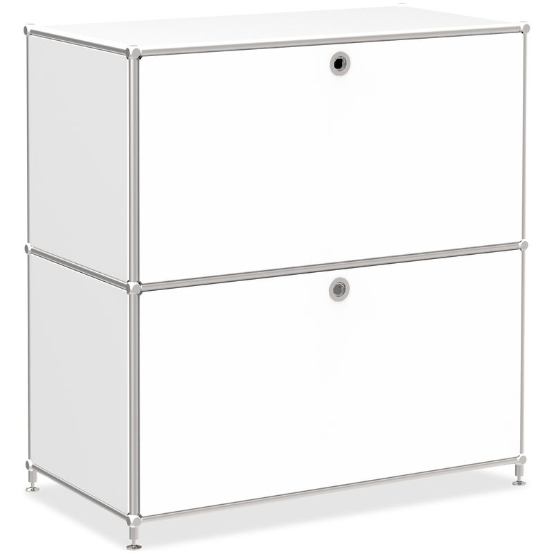 Sideboard VEROM, 2 tiroirs, avec poignées perforées, 77 x 40 x 80.5 cm, blanc - 27962_01