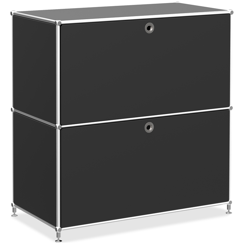 Sideboard VEROM, 2 tiroirs, avec poignées perforées, 77 x 40 x 80.5 cm, noir - 27963_05