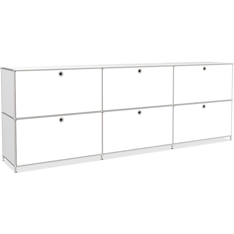 Sideboard VEROM, 6 tiroirs, avec poignées perforées, blanc - 27970_01