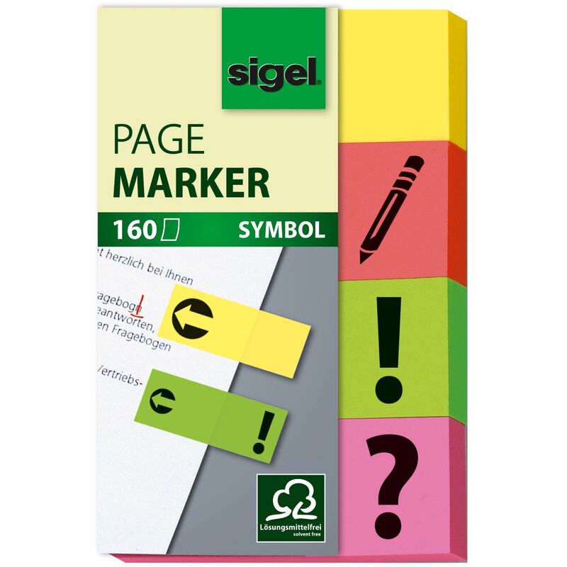 Sigel marque-pages adhésifs symbole, papier, 20 x 50 mm, 4 x 40 feuilles - 4004360934445_01_ow