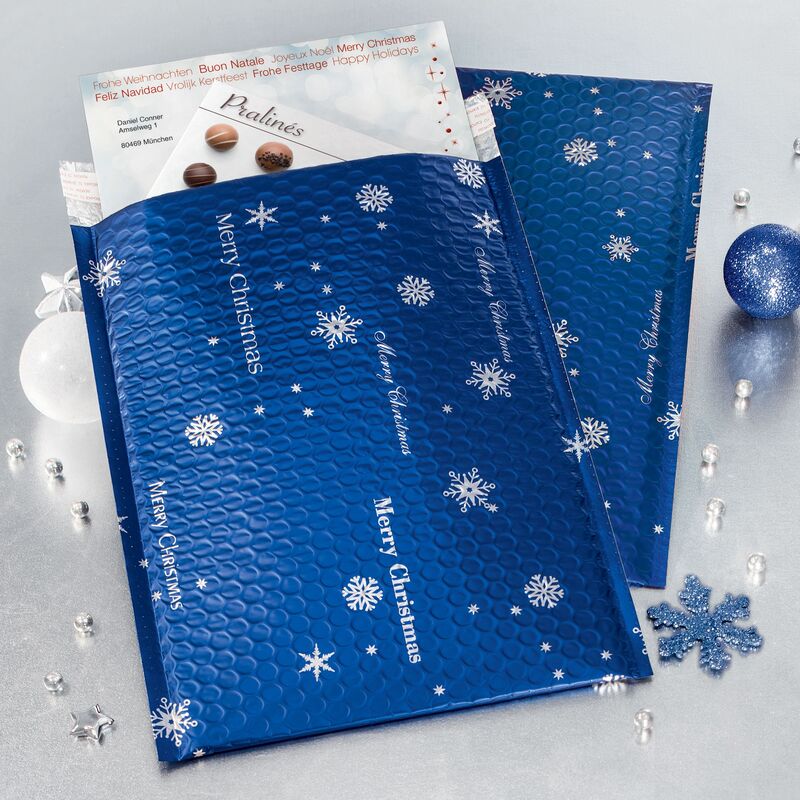 Sigel pochettes rembourrées à bulles dair Blue Snowflake, 3 pièces, 250 x 335 mm, bleu, 3 Unité - 4004360826818_05_ow