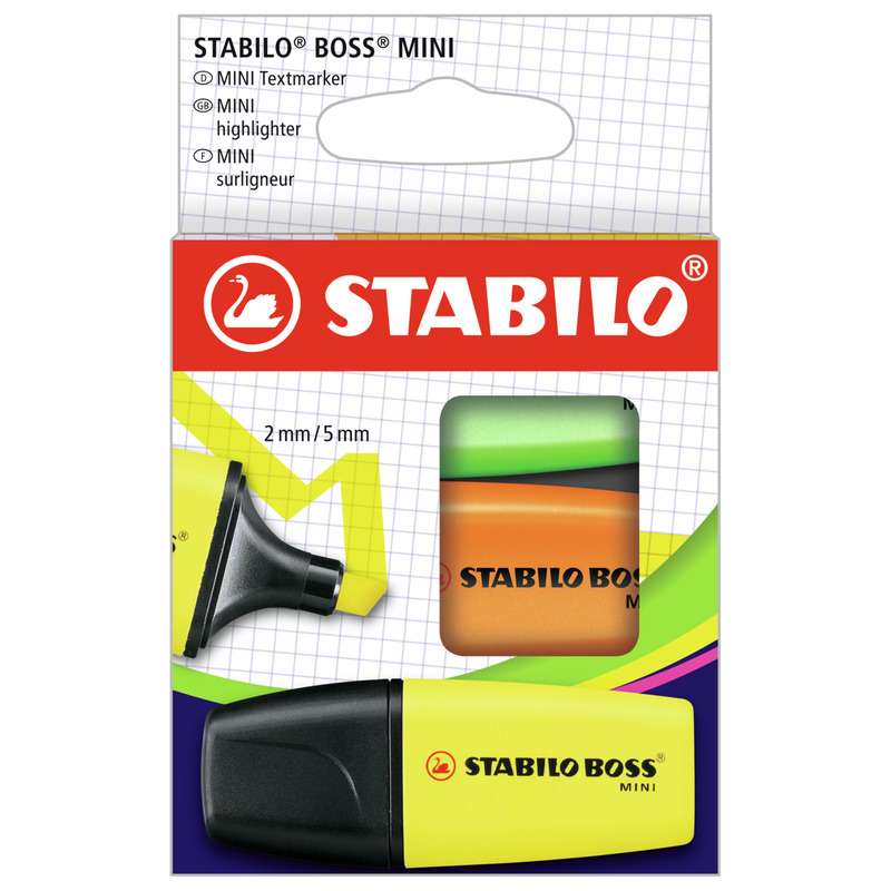 Stabilo Boss surligneurs MINIpop, 3 pièces, vert, orange, jaune - 4006381583053_01_ow