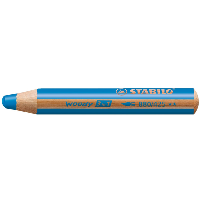 Stabilo crayon de couleur Woody 3 in 1, bleu moyen - 4006381188814_01_ow