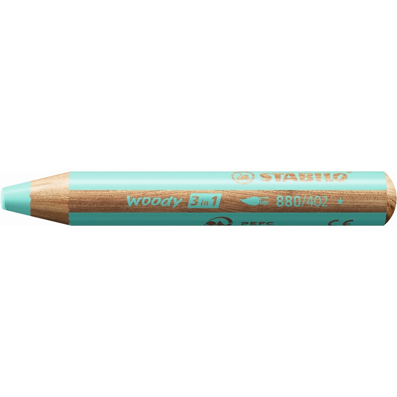 STABILO crayon de couleur Woody 3 in 1, Pastel, bleu 