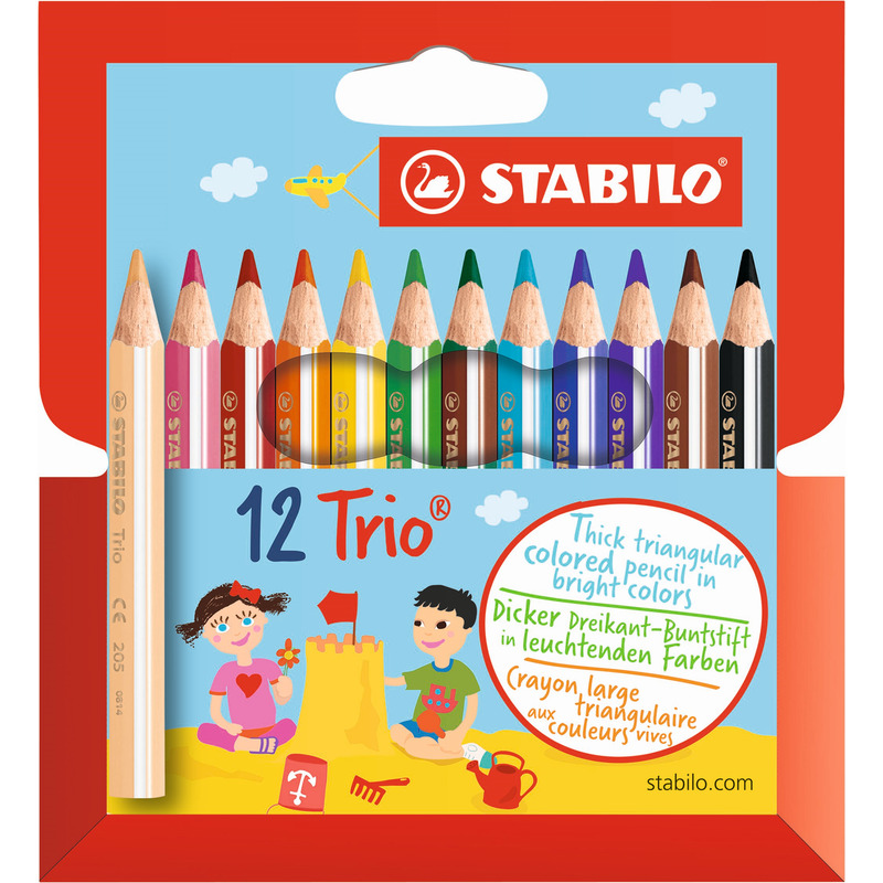 Stabilo Farbstift Trio dick, 12 Stück, assortiert - 3168070205125_01_ow
