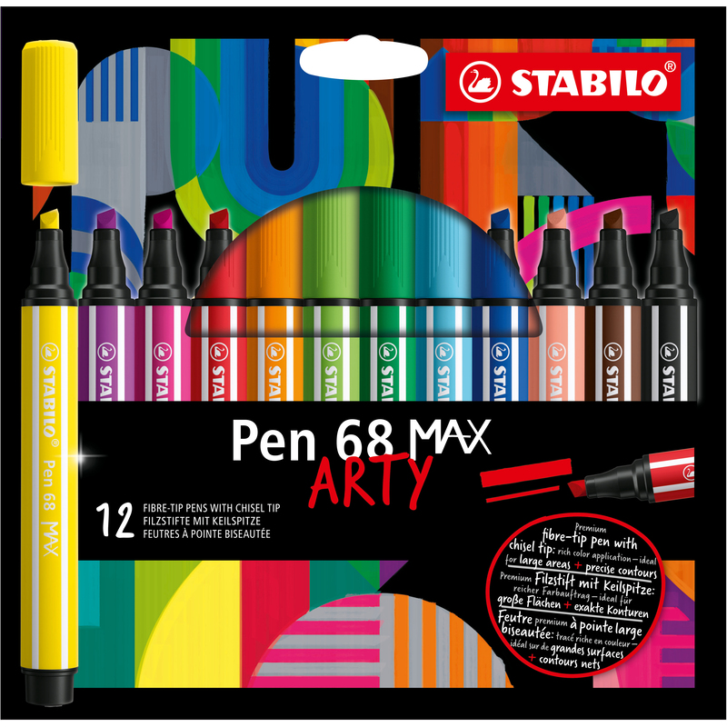 STABILO feutres Pen 68 MAX ARTY, étui de 12, assorties