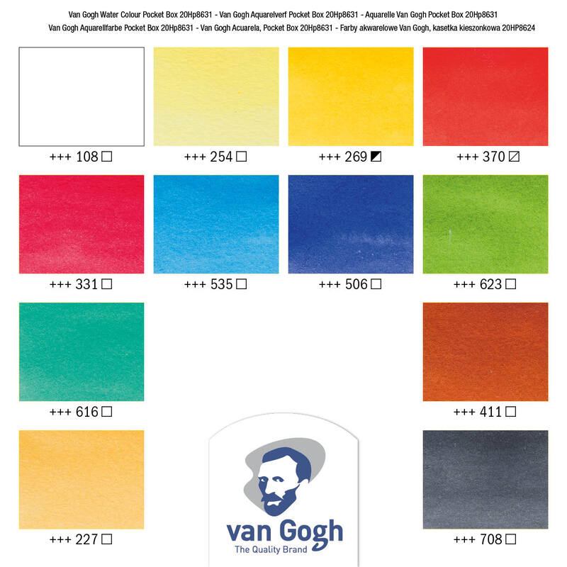 Van Gogh Auarellfarben Pocket Box, assortiert, 12 Stück - 8712079341107_04_ow