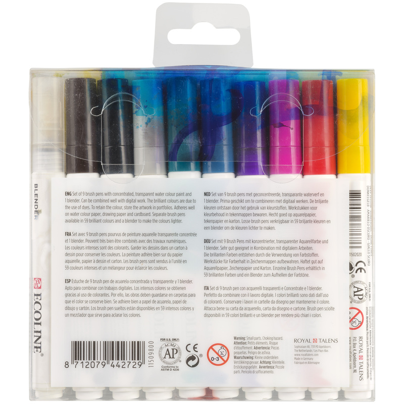 Ecoline Pinselstifte Brush Pen, Handlettering, 10er Etui, assortiert - 8712079442729_02_ow