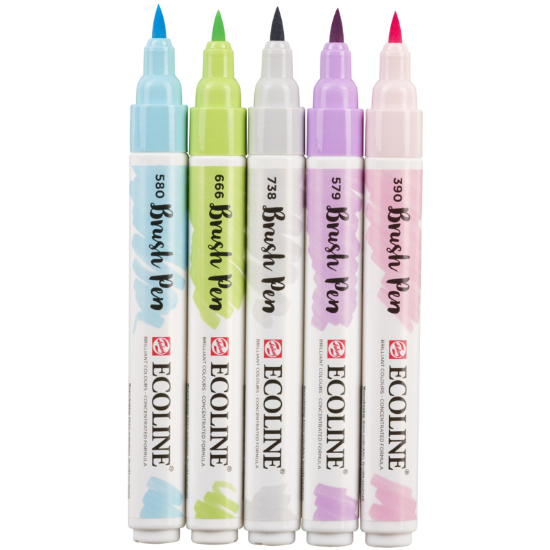Ecoline Pinselstifte Brush Pen, Pastell, 5 Stück, assortiert - 8712079408275_02_ow