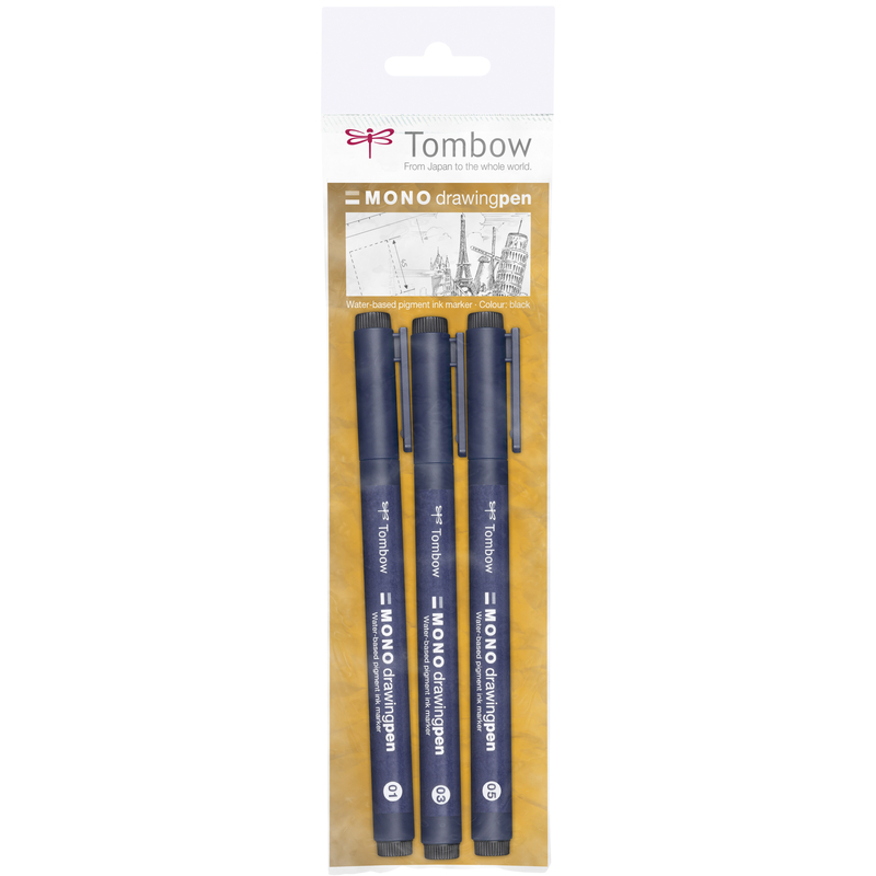 Tombow fineliner Mono drawing pen, étui de 3, noir - 4003198110328_01_ow