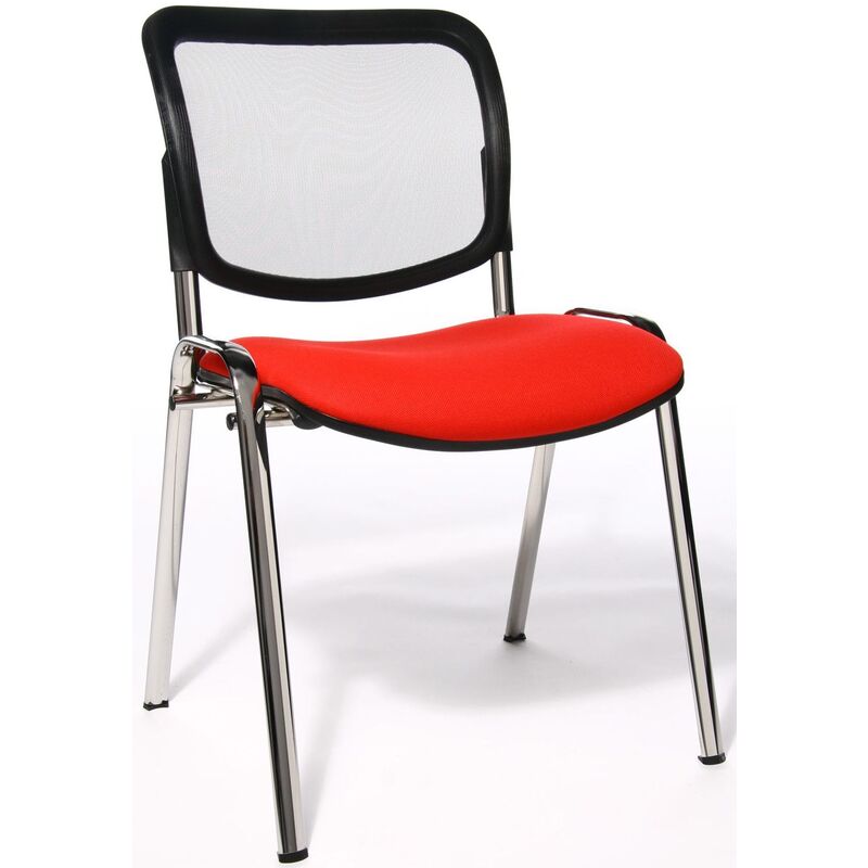 Topstar Net Point Visit chaise de visiteur, piètement chromé, rouge, noir - 4014296968445_01_ow