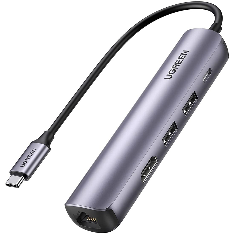 UGREEN Hub USB-C, 5 en 1 10919, 1x Ethernet, 1x HDMI, 1x USB-C PD, 2x USB  3.0, 0.2 m 