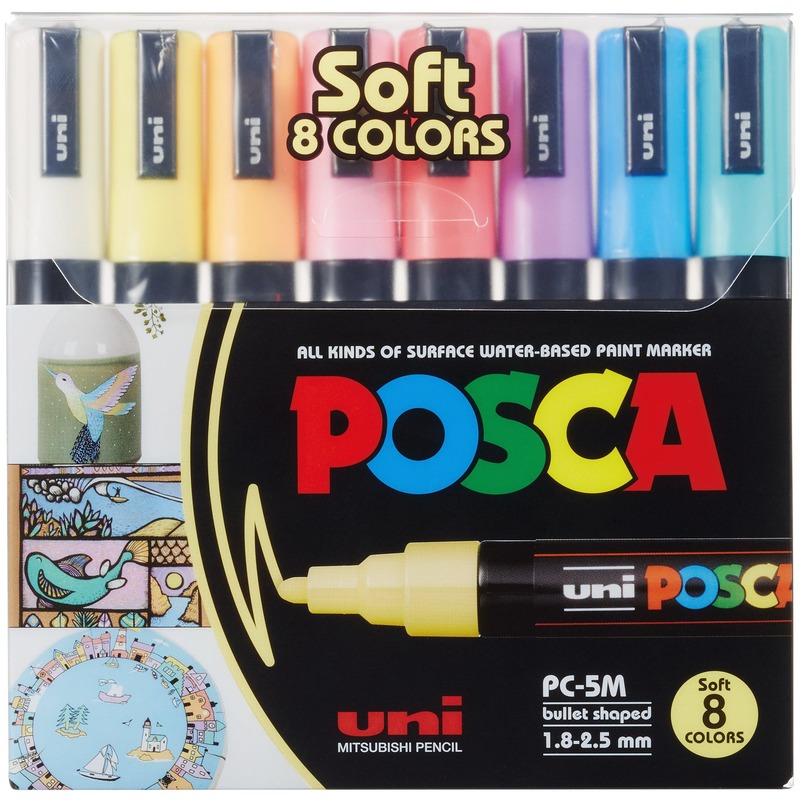 Uni-Ball Posca Marker PC-5M Softcolors, 8er Etui, assortiert - 4902778249215_01_ow