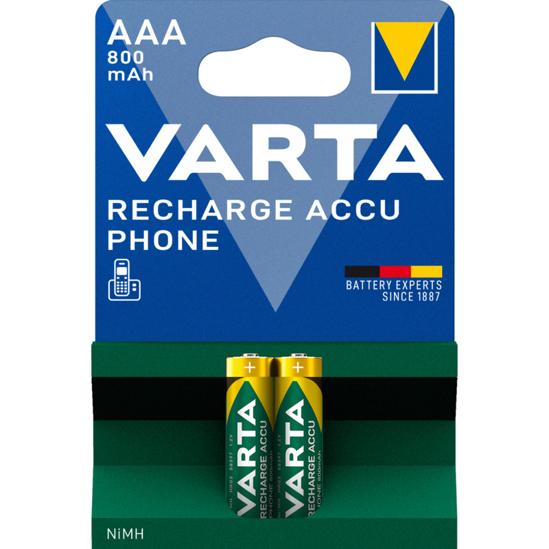Varta Batterien Akku Phone T398, AAA/HR03, 2 Stück - 4008496330867_01_ow